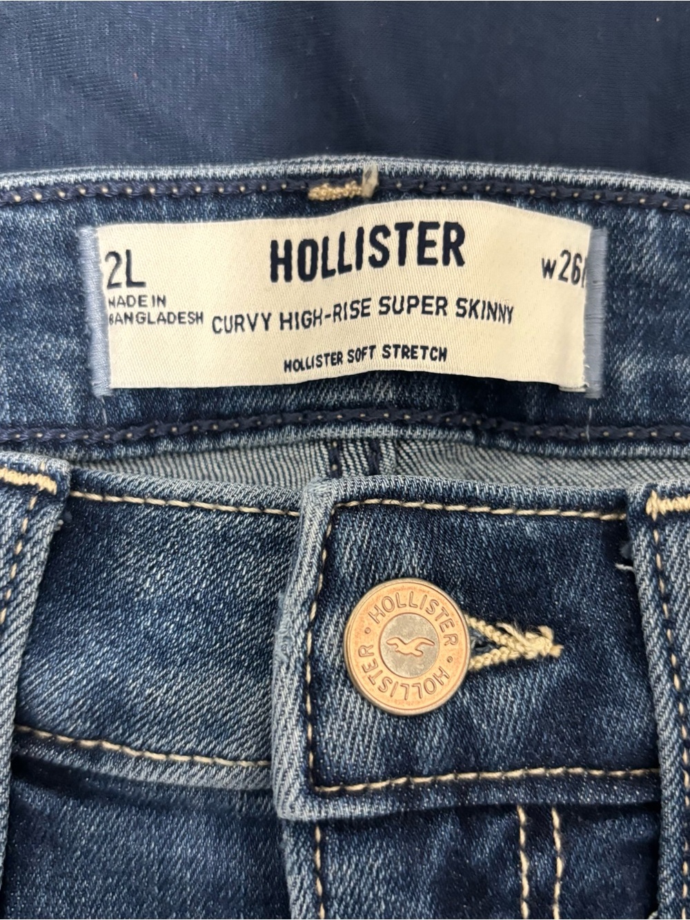 Hollister Curvy High-Rise Super Skinny Jeans - Dark Blue Denim